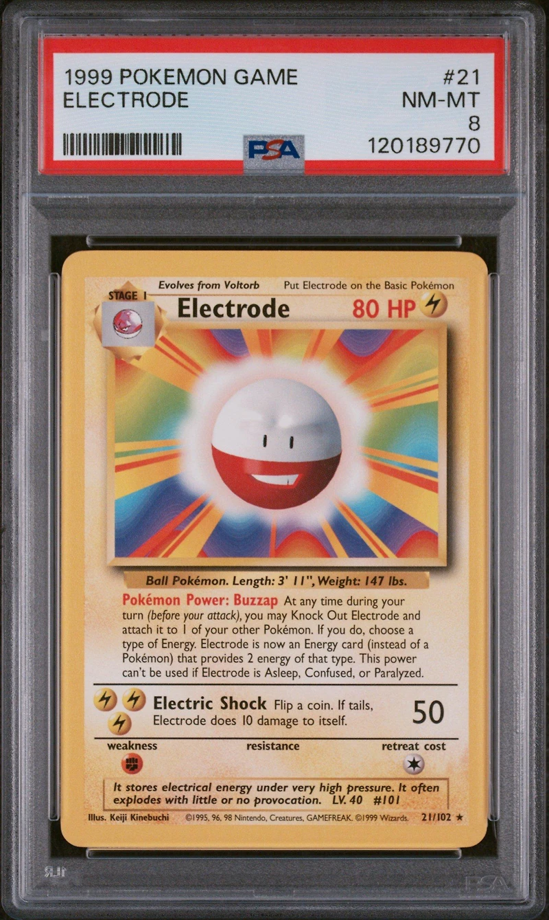 1999 Pokemon Game 21 Electrode PSA 8
