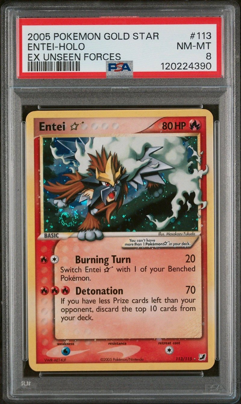 2005 Pokemon Ex Unseen Forces 113 Entei-holo Gold Star PSA