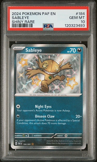 2024 Pokemon Paf En-paldean Fates 184 Sableye Shiny Rare PSA