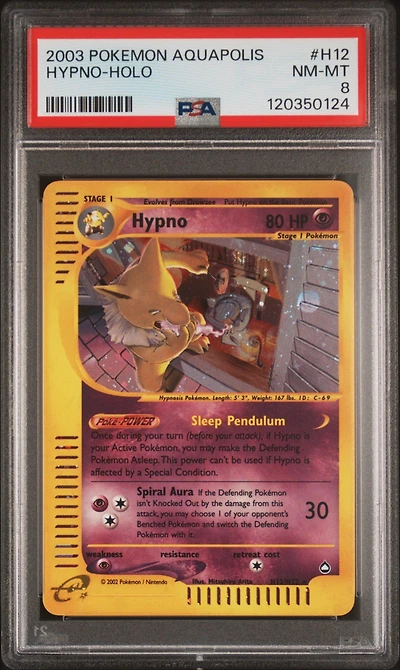 2003 Pokemon Aquapolis H12 Hypno-holo PSA 8