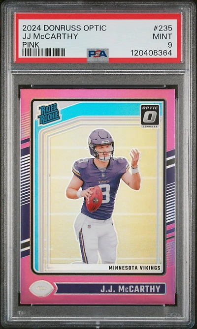 2024 Panini Donruss Optic 235 Jj Mccarthy Pink PSA 9