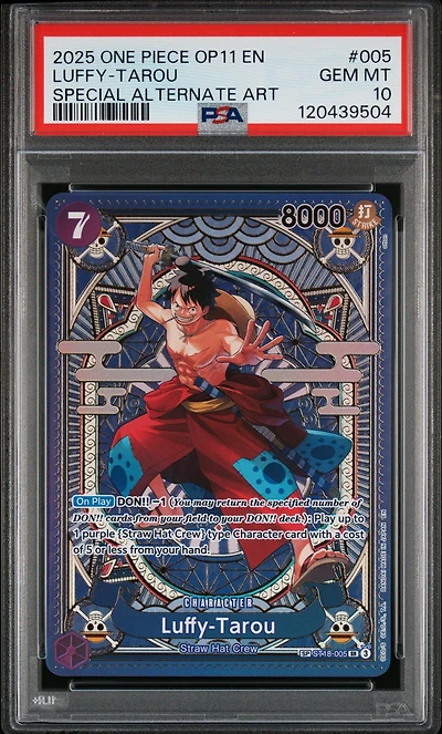 2025 One Piece Op11-a Fist Of Divine Speed 005 Luffy-tarou Special Alternate Art PSA 10