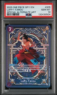 2025 One Piece Op11-a Fist Of Divine Speed 005 Luffy-tarou Special Alternate Art PSA 10