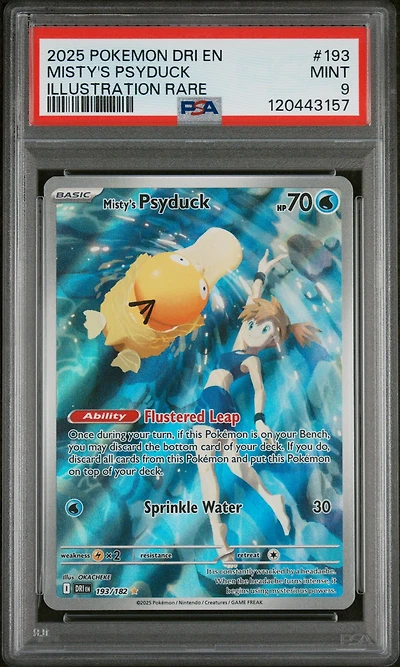2025 Pokemon Dri En-destined Rivals 193 Misty's Psyduck Illustration Rare PSA