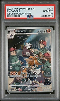 2024 Pokemon Tef En-temporal Forces 174 Excadrill Illustration Rare PSA