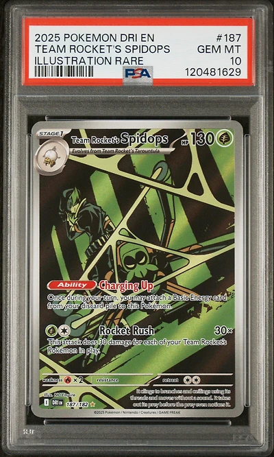 2025 Pokemon Dri En-destined Rivals 187 Team Rocket's Spidops Illustration Rare PSA