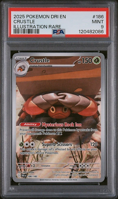 2025 Pokemon Dri En-destined Rivals 186 Crustle Illustration Rare PSA