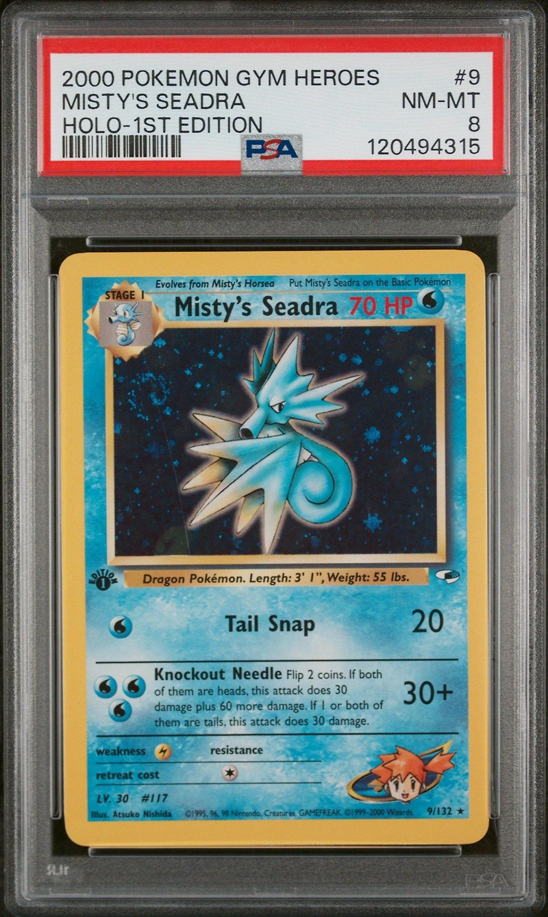 2000 Pokemon Gym Heroes 9 Misty's Seadra Holo-1st Edition PSA