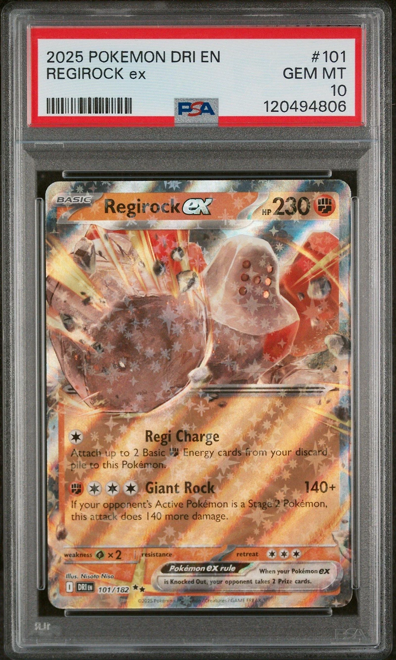 2025 Pokemon Dri En-destined Rivals 101 Regirock Ex PSA 10