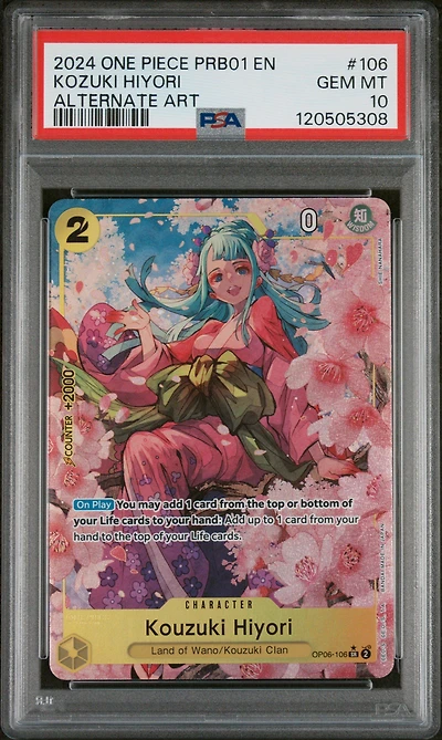 2024 One Piece Prb01-premium Booster -one Piece Card The Best- 106 Kozuki Hiyori Alternate Art PSA 10