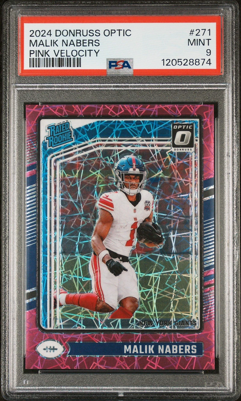 2024 Panini Donruss Optic 271 Malik Nabers Pink Velocity PSA 9