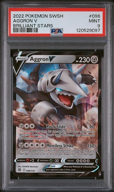 2022 Pokemon Sword & Shield Brilliant Stars 096 Aggron V PSA 9