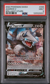 2022 Pokemon Sword & Shield Brilliant Stars 096 Aggron V PSA 9