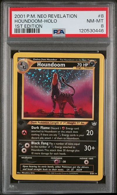2001 Pokemon Neo Revelation 1st Edition 8 Houndoom-holo PSA 8
