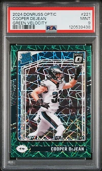 2024 Panini Donruss Optic 221 Cooper Dejean Green Velocity PSA 9