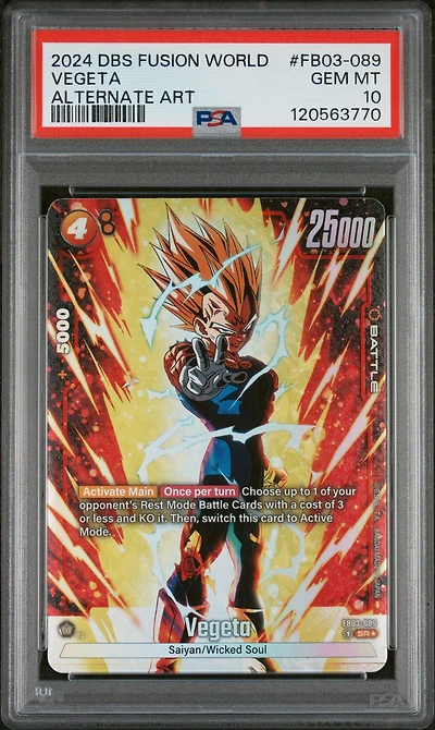 2024 Dragon Ball Super Card Game Fusion World Raging Roar Fb03-089 Vegeta Alternate Art PSA 10
