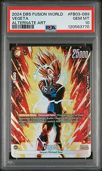 2024 Dragon Ball Super Card Game Fusion World Raging Roar Fb03-089 Vegeta Alternate Art PSA 10