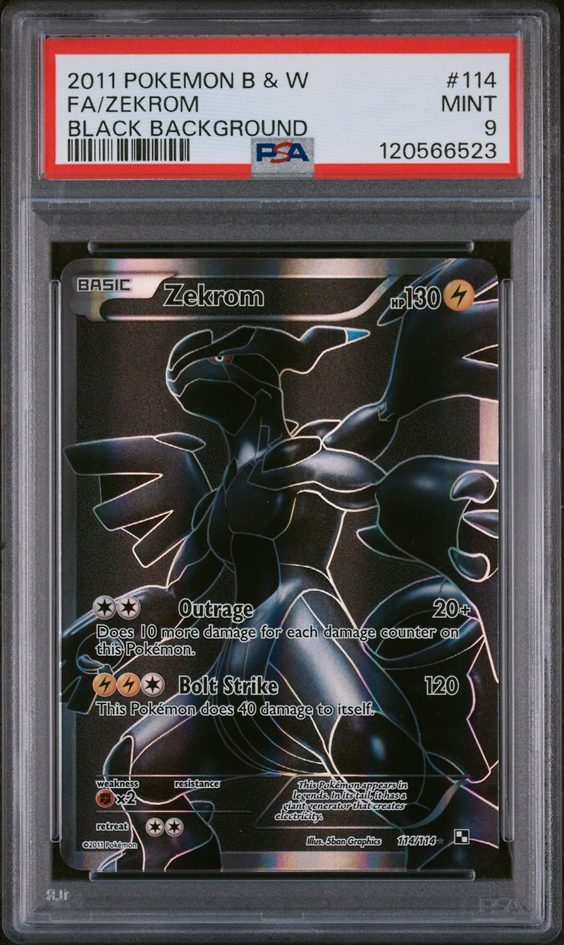 2011 Pokemon Black & White 114 Full Art/zekrom Black Background PSA 9