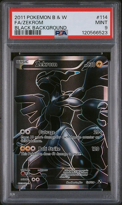 2011 Pokemon Black & White 114 Full Art/zekrom Black Background PSA 9