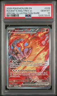 2025 Pokemon Dri En-destined Rivals 229 Team Rocket's Moltres Ex Special Illustration Rare PSA