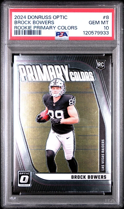 2024 Panini Donruss Optic Rookie Primary Colors 8 Brock Bowers PSA 10