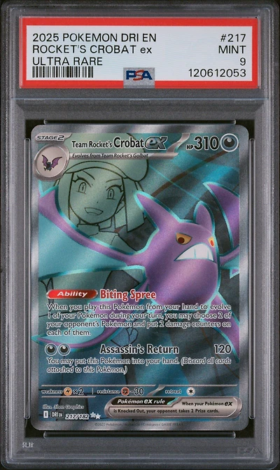 2025 Pokemon Dri En-destined Rivals 217 Team Rocket's Crobat Ex Ultra Rare PSA