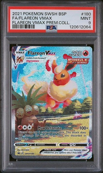 2021 Pokemon Swsh Black Star Promo 180 Full Art/flareon Vmax Flareon Vmax Premium Collection PSA