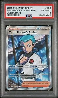 2025 Pokemon Dri En-destined Rivals 223 Team Rocket's Archer Ultra Rare PSA 10
