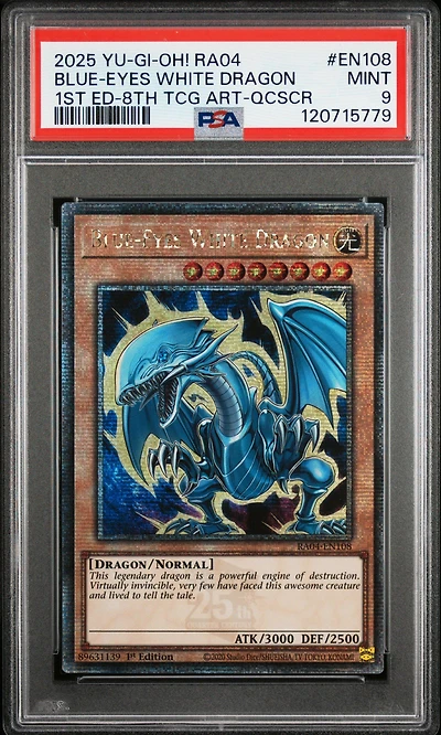 2025 Yu-gi-oh! Ra04-quarter Century Stampede En108 Blue-eyes White Dragon 1st Edition-8th Tcg Artwork-quarter Century Secret Rare PSA 9