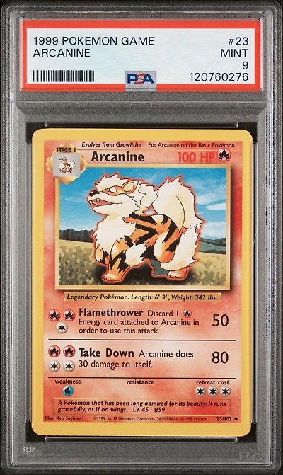 1999 Pokemon Game 23 Arcanine PSA