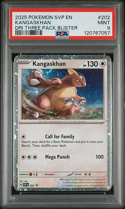 2025 Pokemon Svp En-sv Black Star Promo 202 Kangaskhan Destined Rivals Three Pack Blister PSA 9