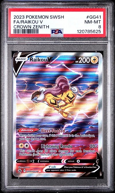 2023 Pokemon Sword And Shield Crown Zenith Gg41 Full Art/raikou V PSA 8
