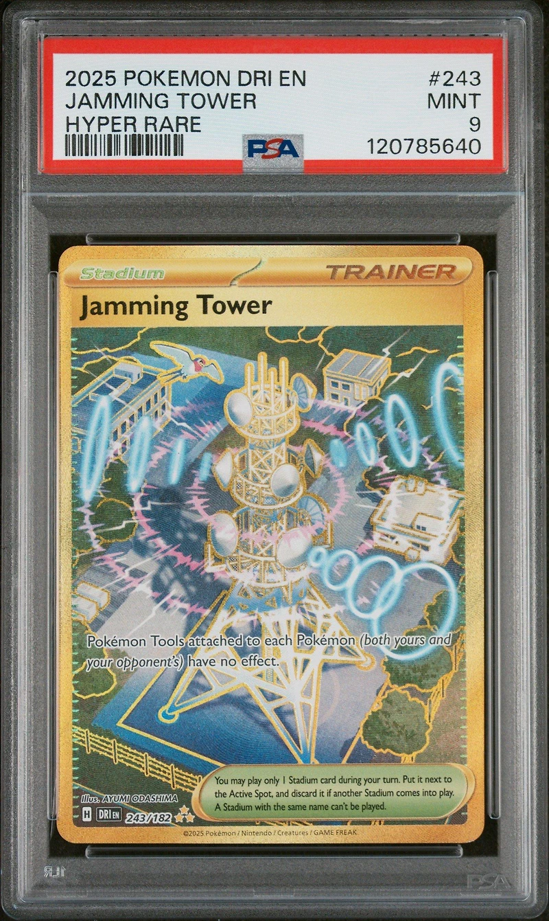2025 Pokemon Dri En-destined Rivals 243 Jamming Tower Hyper Rare PSA 9