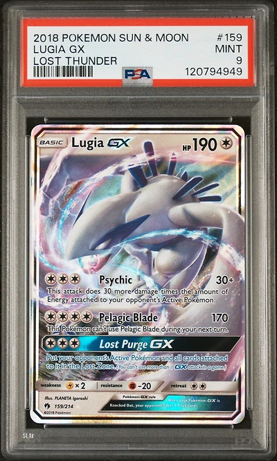 2018 Pokemon Sun & Moon Lost Thunder 159 Lugia Gx PSA