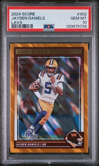 2024 Panini Score 302 Jayden Daniels Lava PSA 10