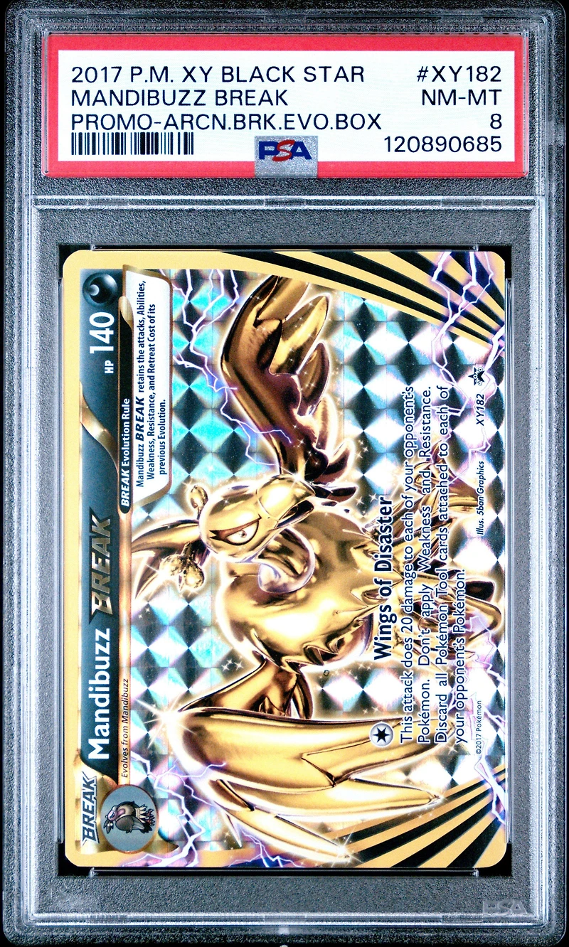 2017 Pokemon Xy Black Star Promo Xy182 Mandibuzz Break Arcanine Break Evolution Box PSA 8