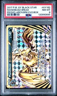 2017 Pokemon Xy Black Star Promo Xy182 Mandibuzz Break Arcanine Break Evolution Box PSA 8