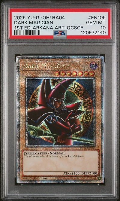 2025 Yu-gi-oh! Ra04-quarter Century Stampede En106 Dark Magician 1st Edition-arkana Artwork-quarter Century Secret Rare PSA 10