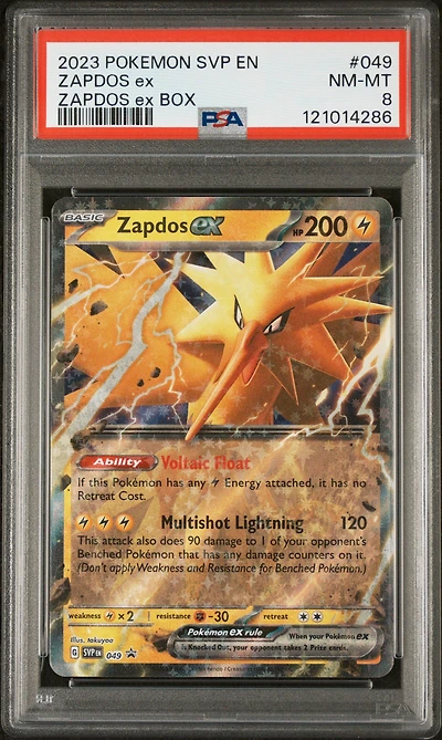 2023 Pokemon Svp En-sv Black Star Promo 049 Zapdos Ex Zapdos Ex Box PSA 8