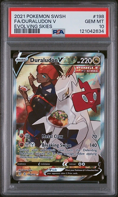 2021 Pokemon Sword & Shield Evolving Skies 198 Full Art/duraludon V PSA 10