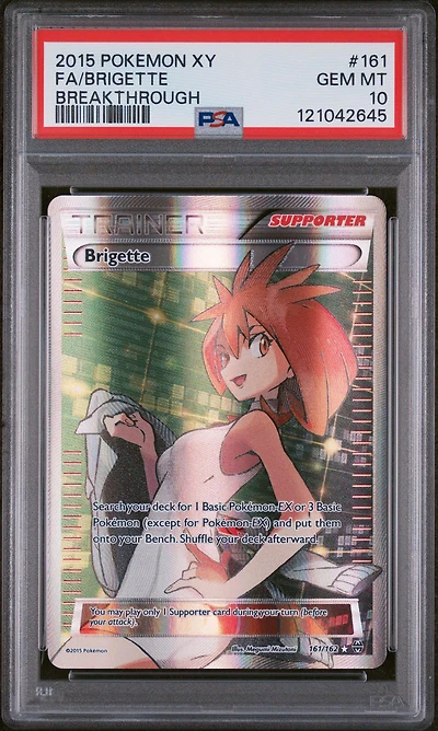 2015 Pokemon Xy Breakthrough 161 Full Art/brigette PSA 10