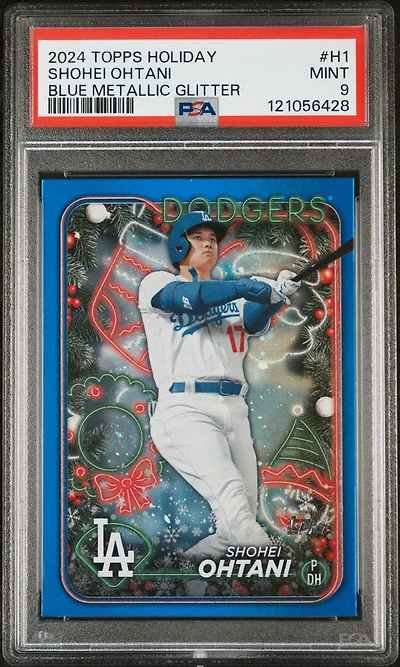 2024 Topps Holiday H1 Shohei Ohtani Blue Metallic Glitter PSA 9