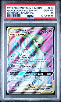 2019 Pokemon Sun & Moon Unbroken Bonds Full Art/gardevoir & Sylveon Gx PSA