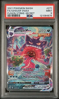 2021 Pokemon Sword & Shield Fusion Strike 271 Full Art/gengar Vmax Secret PSA