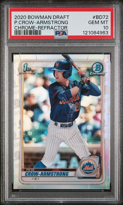 2020 Bowman Draft Bd72 Pete Crow-armstrong Chrome-refractor PSA 10