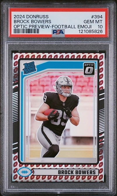 2024 Panini Donruss 394 Brock Bowers Optic Preview-football Emoji PSA 10