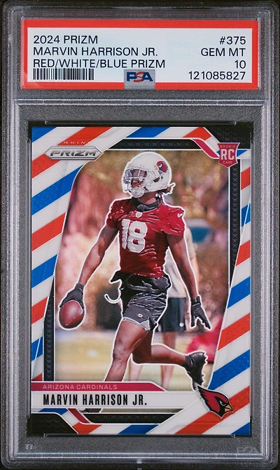 2024 Panini Prizm 375 Marvin Harrison Jr. Red/white/blue Prizm PSA 10