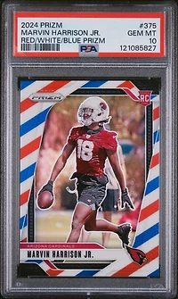 2024 Panini Prizm 375 Marvin Harrison Jr. Red/white/blue Prizm PSA 10