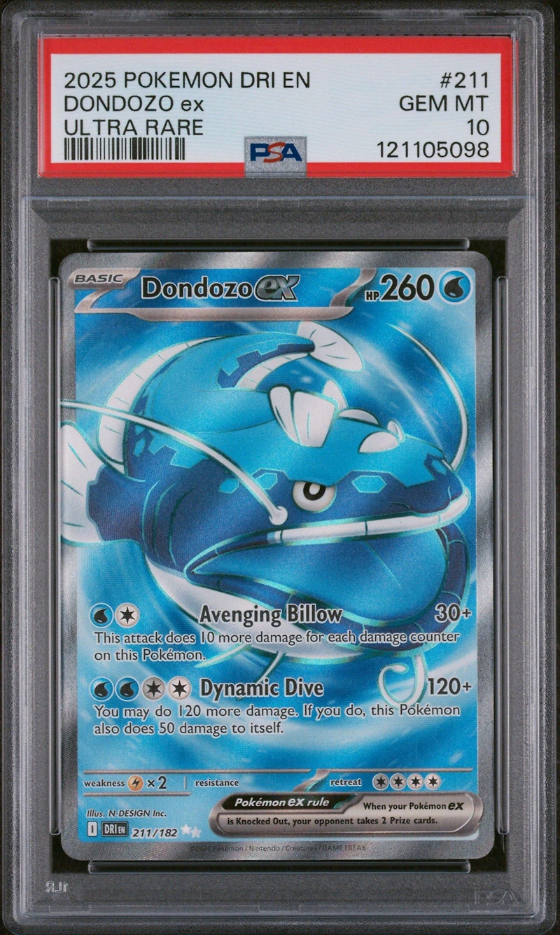 2025 Pokemon Dri En-destined Rivals 211 Dondozo Ex Ultra Rare PSA 10