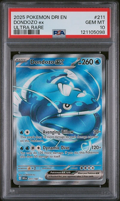 2025 Pokemon Dri En-destined Rivals 211 Dondozo Ex Ultra Rare PSA 10
